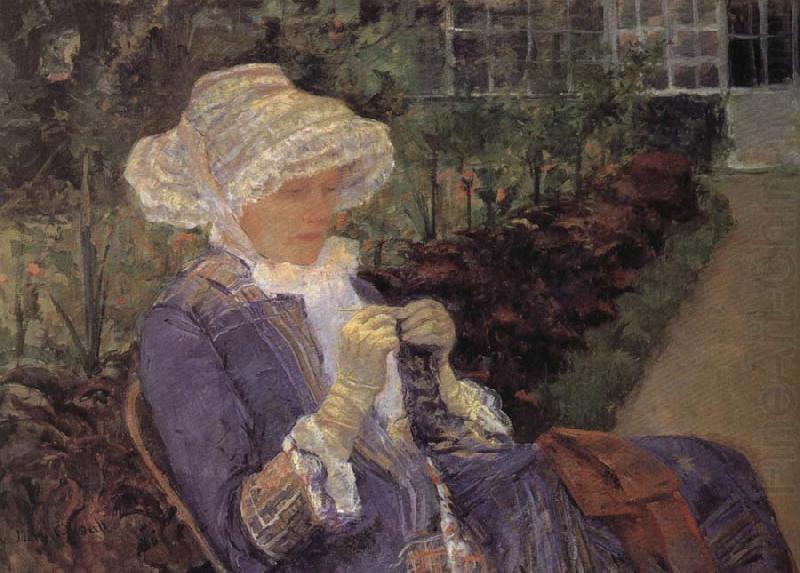 Mary Cassatt Mary is sewing in the garden china oil painting image